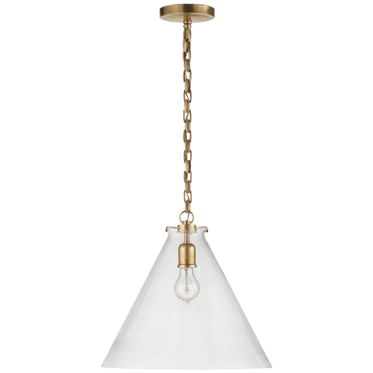 Katie Conical Pendant - Hand-Rubbed Antique Brass Finish Clear Glass 