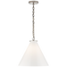 Katie Conical Pendant - Polished Nickel Finish White Glass 