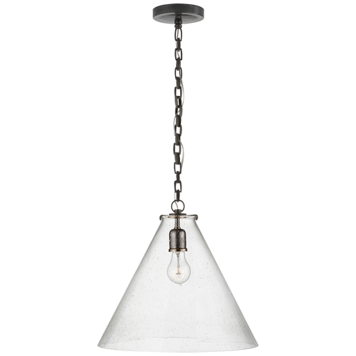 Katie Conical Pendant - Bronze Finish Seeded Glass