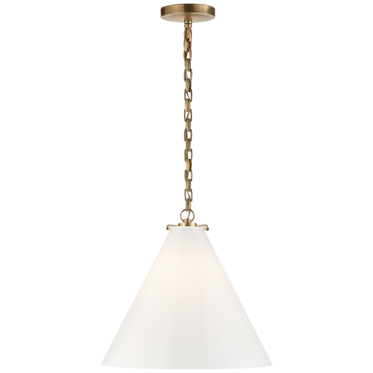 Katie Conical Pendant - Hand-Rubbed Antique Brass Finish White Glass 