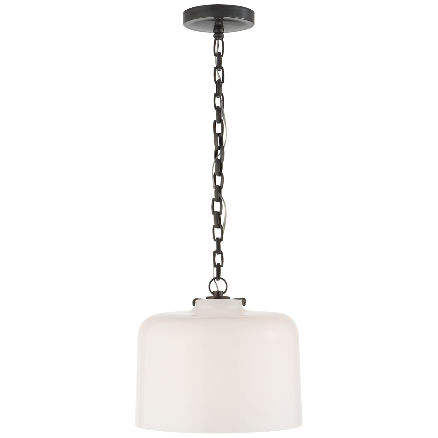 Katie Dome Pendant - Bronze Finish White Glass