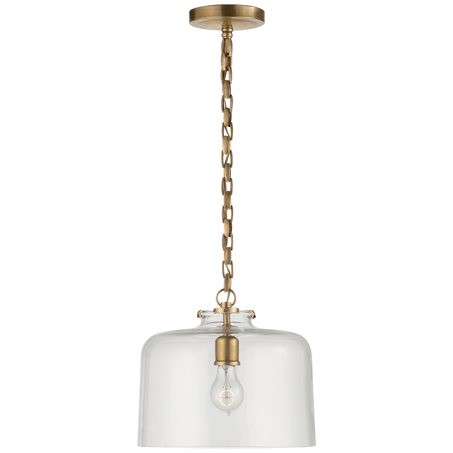 Katie Dome Pendant - Hand-Rubbed Antique Brass Finish Clear Glass