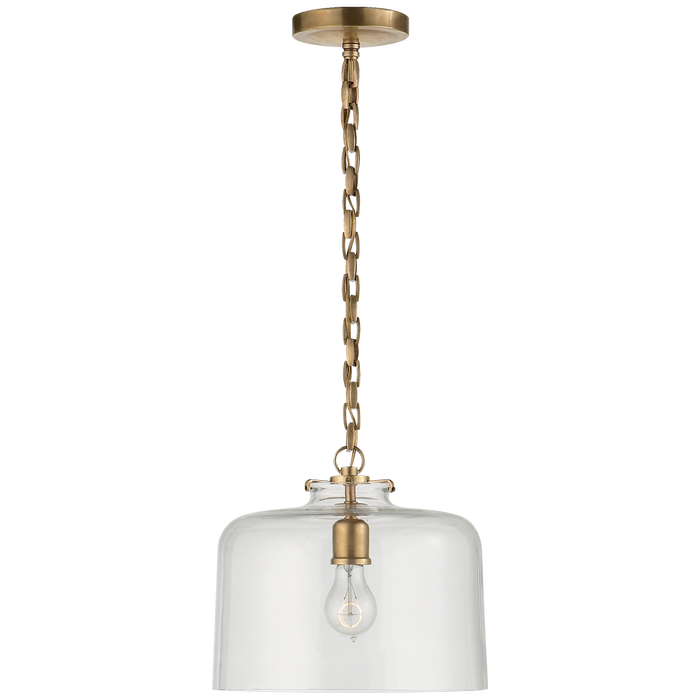 Katie Dome Pendant - Hand-Rubbed Antique Brass Finish Clear Glass