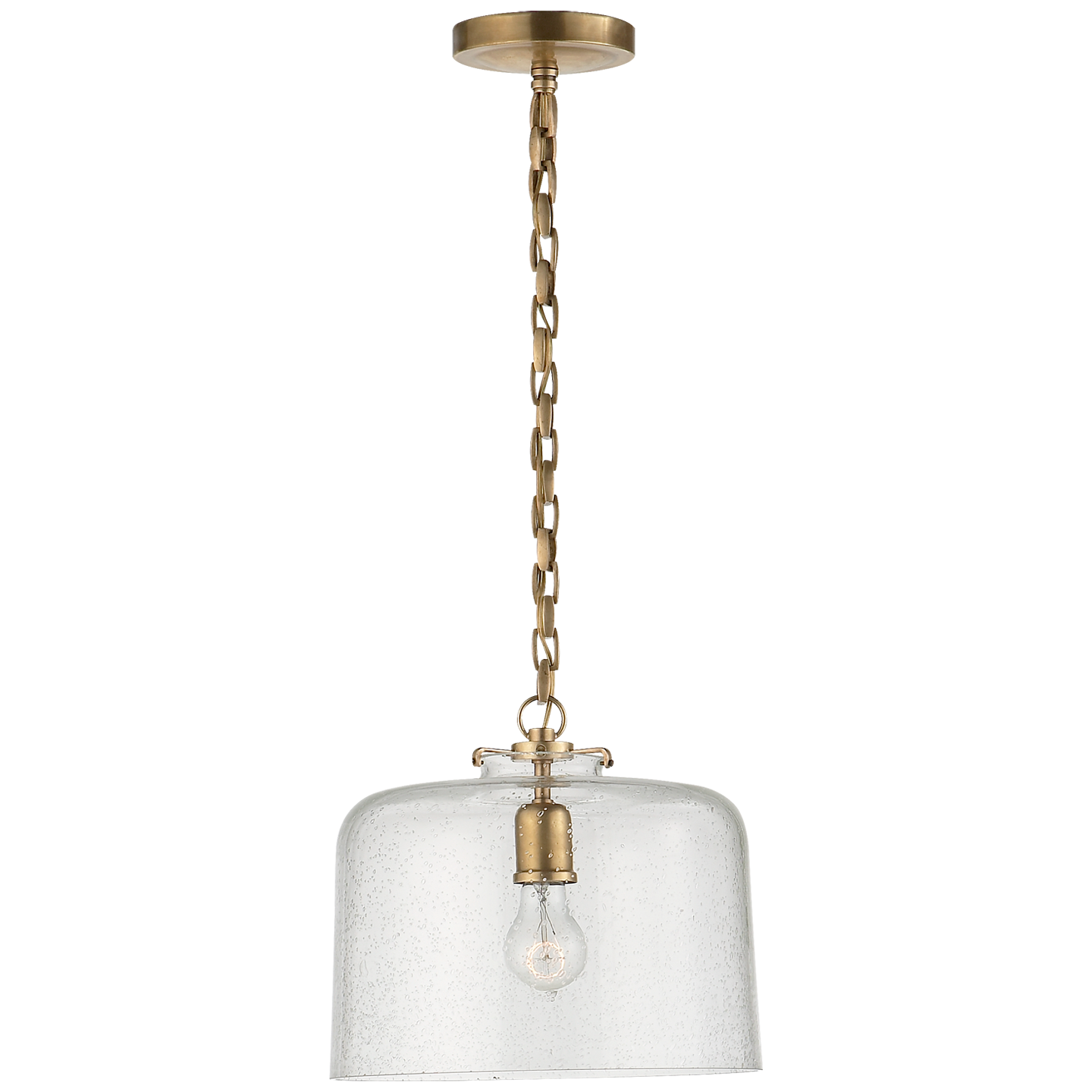 Katie Dome Pendant - Hand-Rubbed Antique Brass Finish Seeded Glass