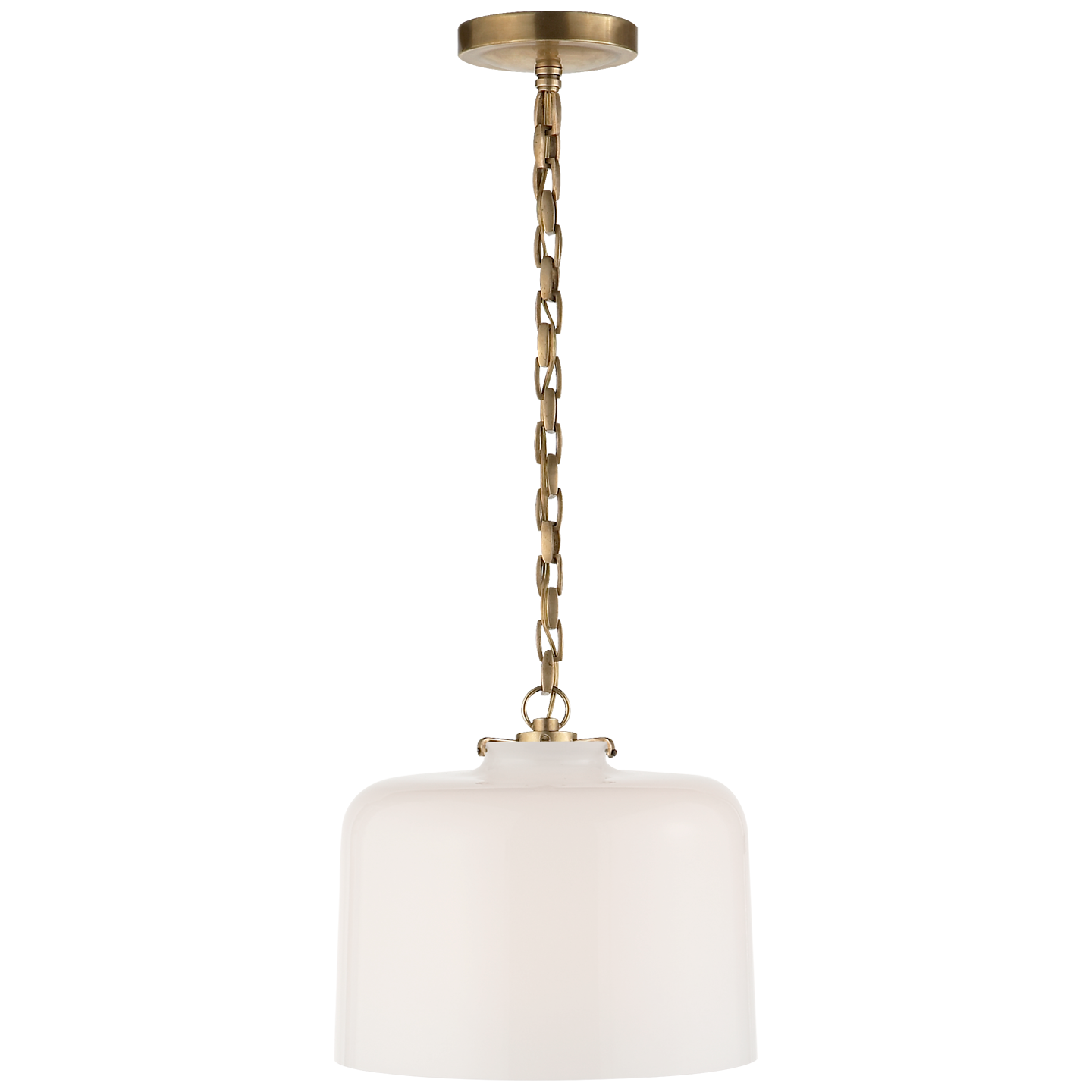 Katie Dome Pendant - Hand-Rubbed Antique Brass Finish White Glass