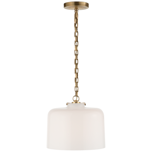 Katie Dome Pendant - Hand-Rubbed Antique Brass Finish White Glass
