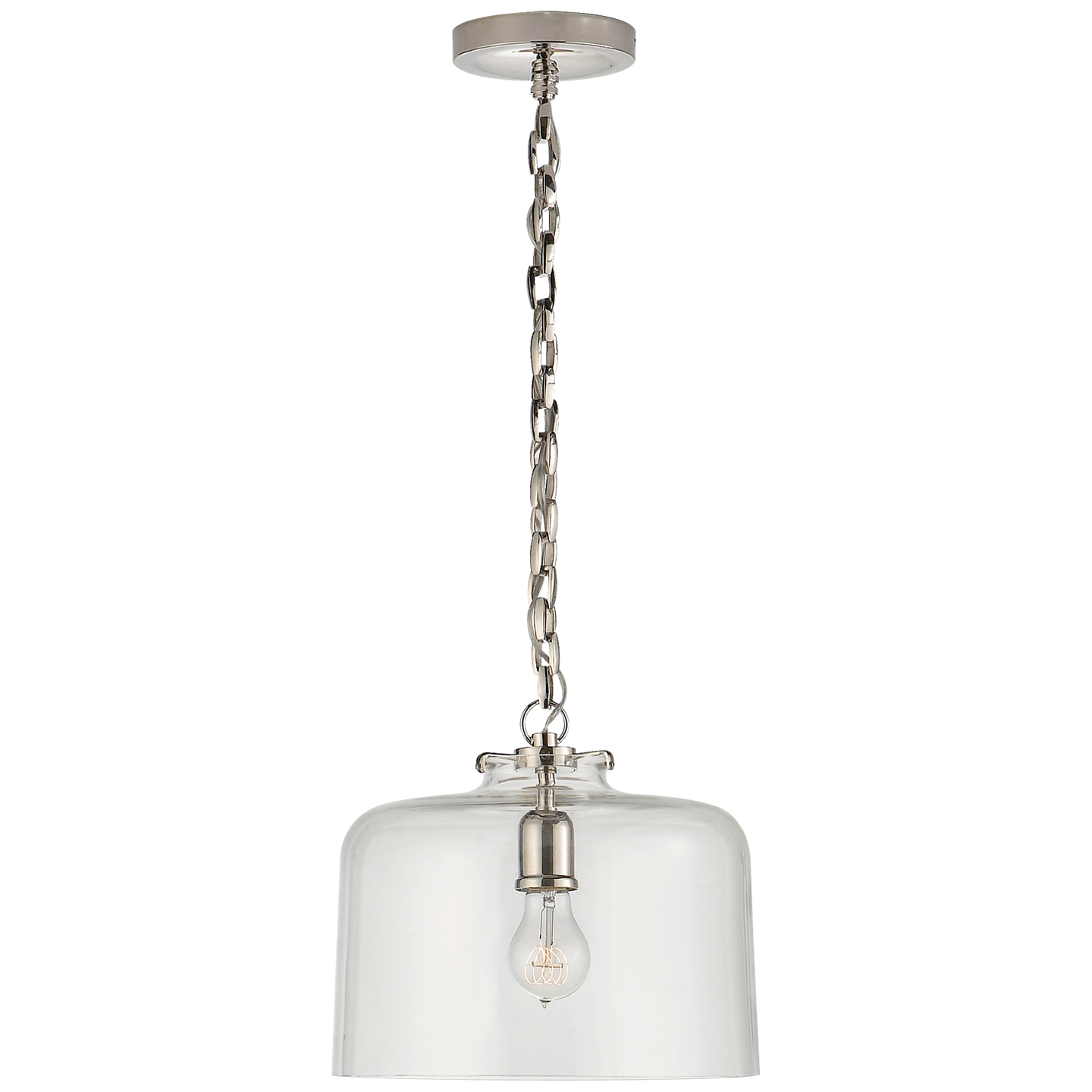 Katie Dome Pendant - Polished Nickel Finish Clear Glass