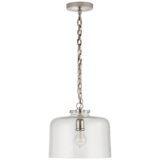 Katie Dome Pendant - Polished Nickel Finish Clear Glass