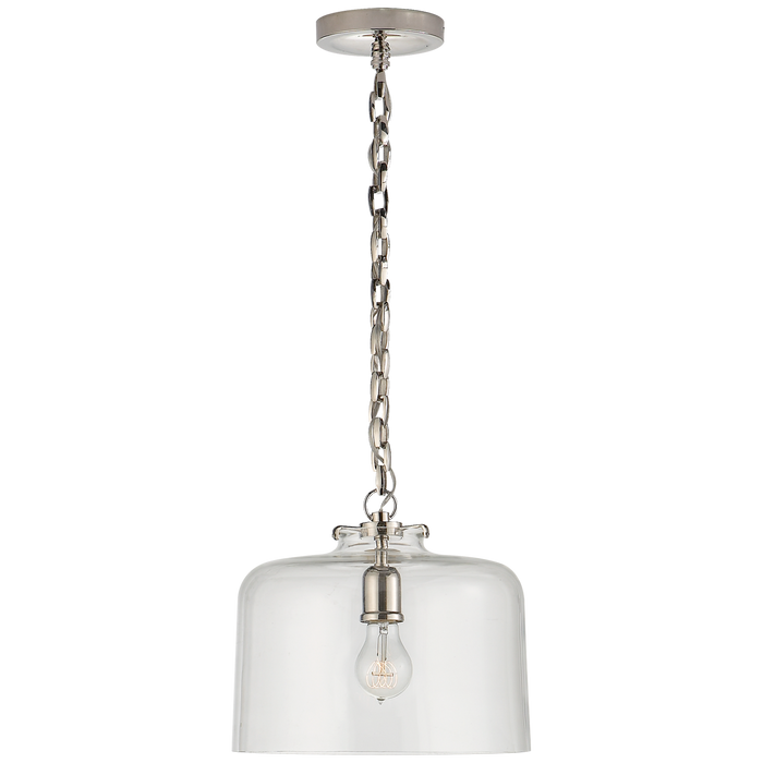 Katie Dome Pendant - Polished Nickel Finish Clear Glass