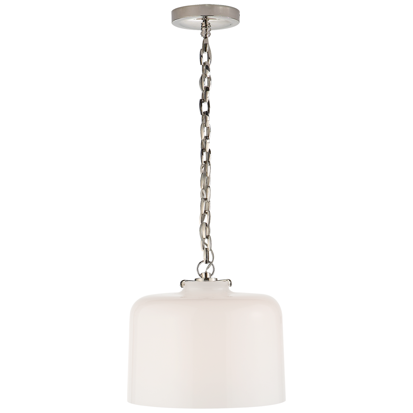 Katie Dome Pendant - Polished Nickel Finish White Glass