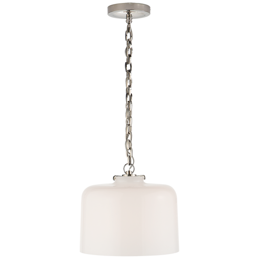 Katie Dome Pendant - Polished Nickel Finish White Glass