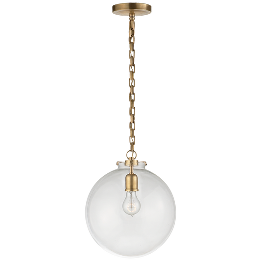 Katie Globe Pendant - Hand-Rubbed Antique Brass Finish Clear Glass