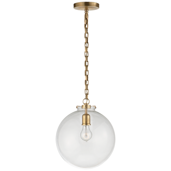 Katie Globe Pendant - Hand-Rubbed Antique Brass Finish Clear Glass