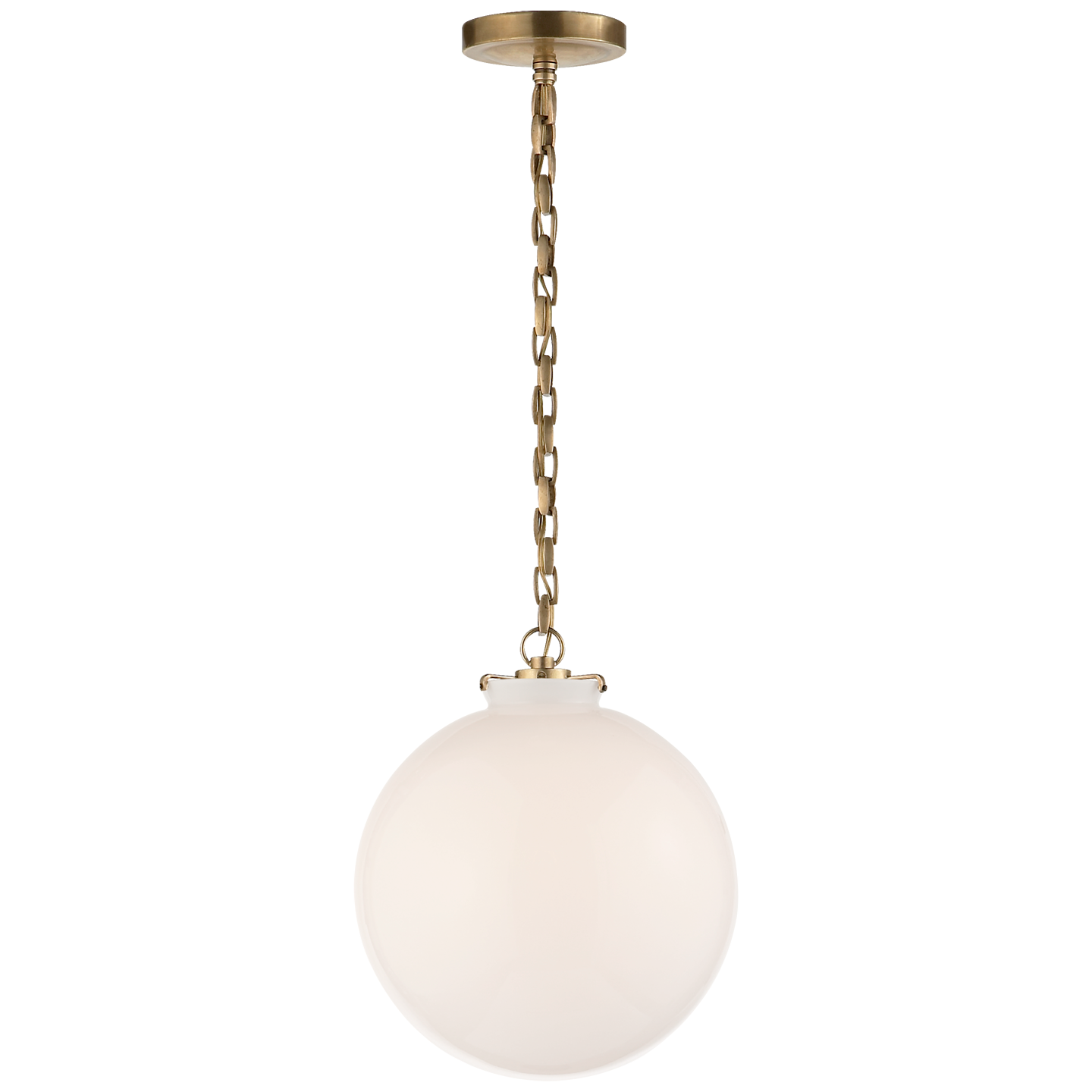 Katie Globe Pendant - Hand-Rubbed Antique Brass Finish White Glass