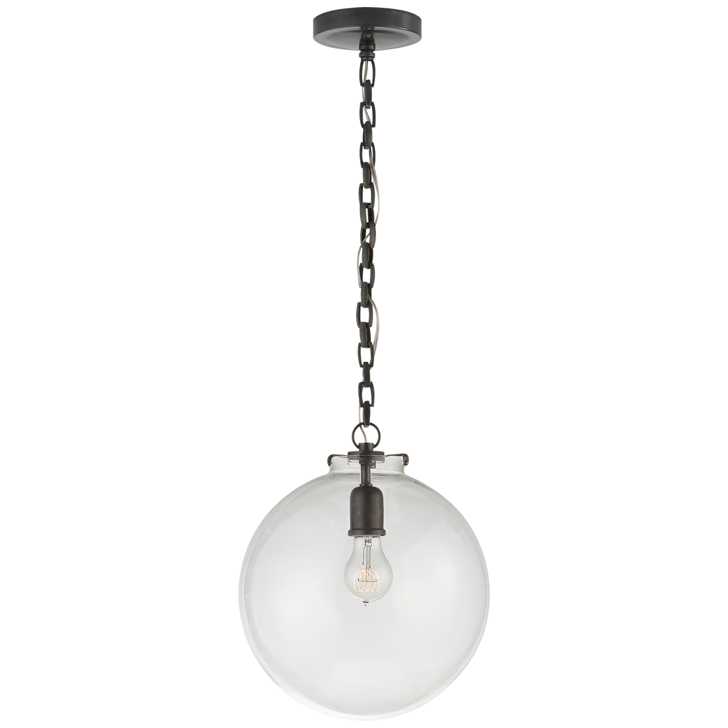 Katie Globe Pendant - Bronze Finish Clear Glass