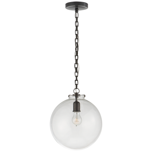 Katie Globe Pendant - Bronze Finish Clear Glass