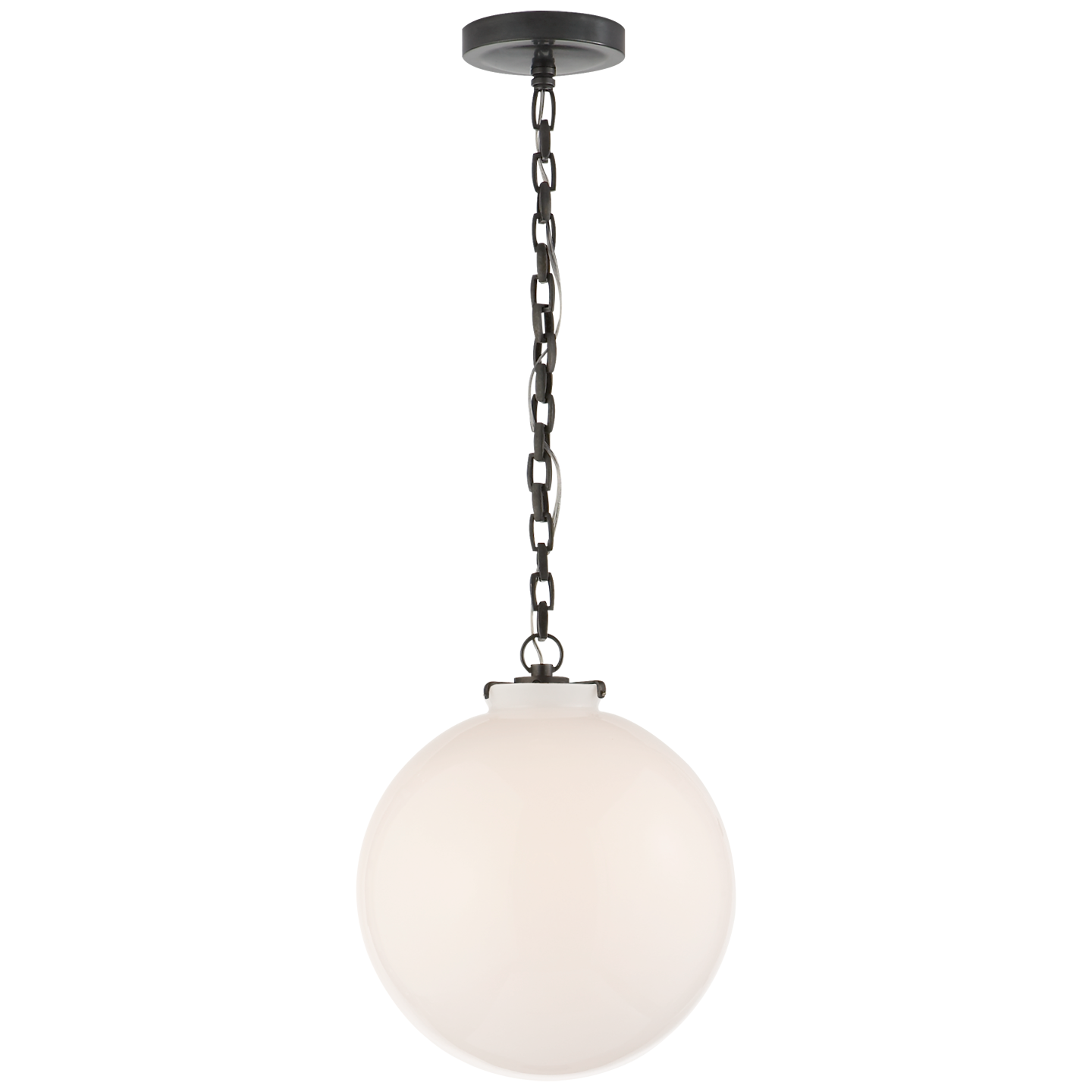 Katie Globe Pendant - Bronze Finish White Glass