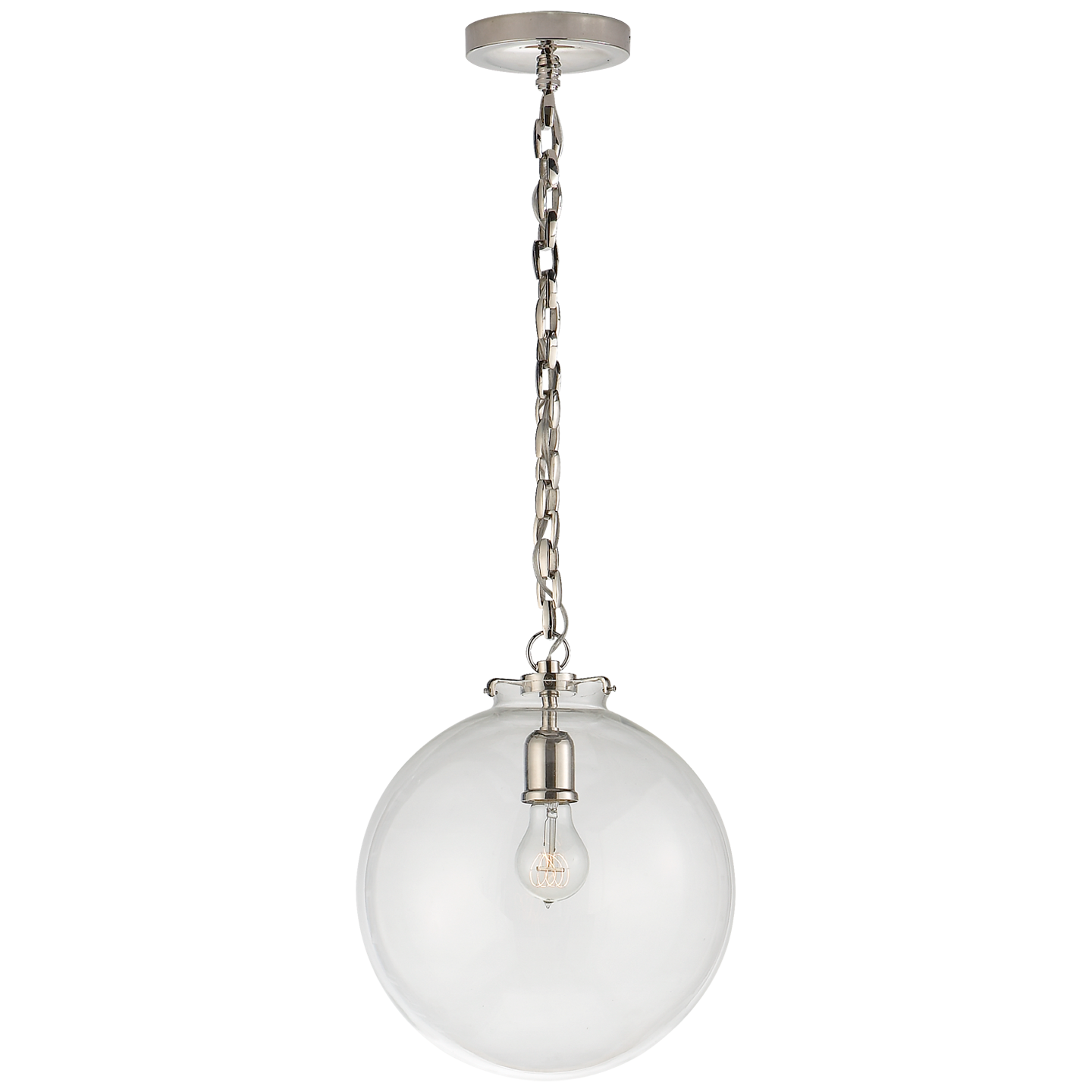 Katie Globe Pendant - Polished Nickel Finish Clear Glass