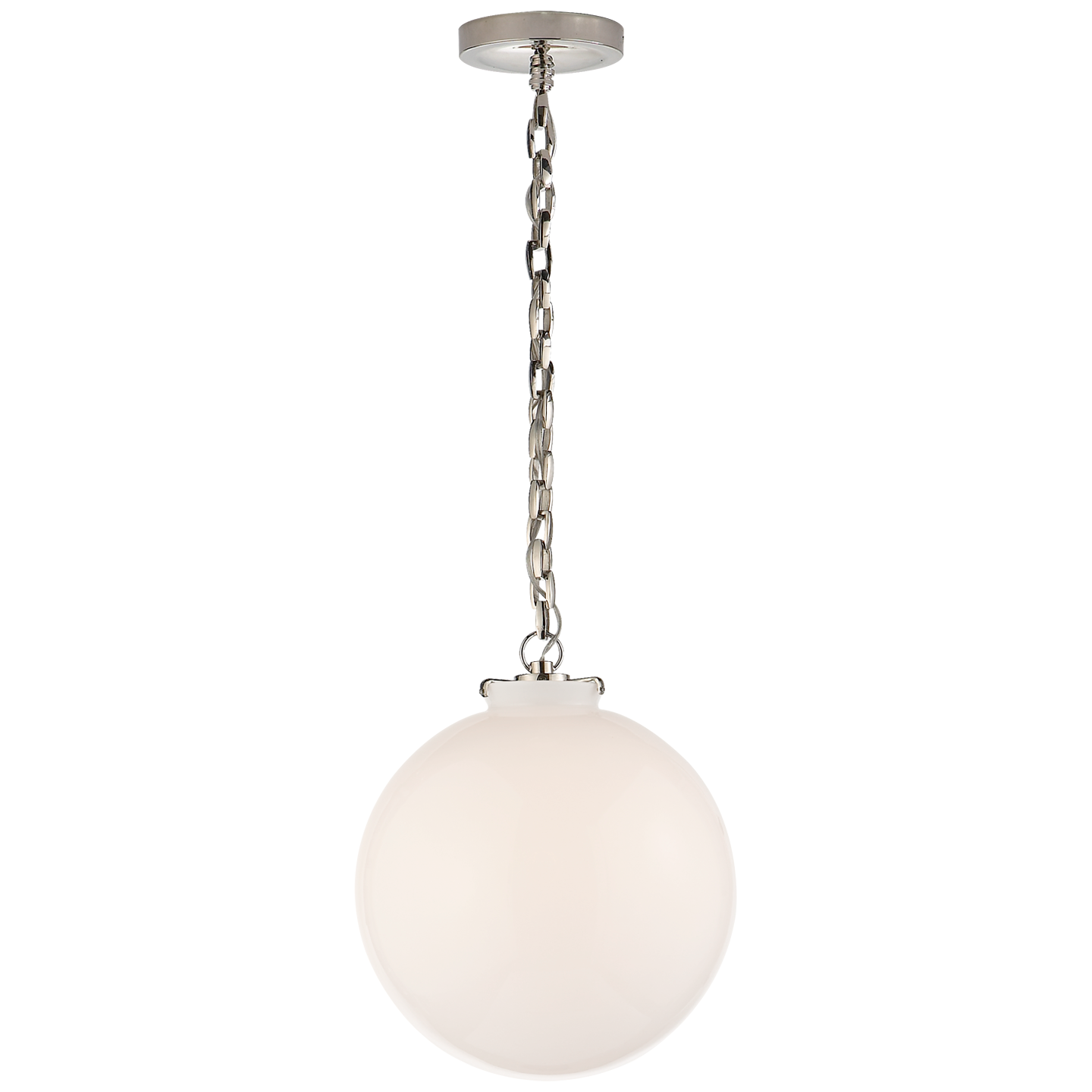 Katie Globe Pendant - Polished Nickel Finish White Glass