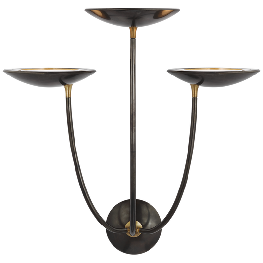 Keira Large Triple Sconce - Bronze/Hand-Rubbed Antique Brass Finish