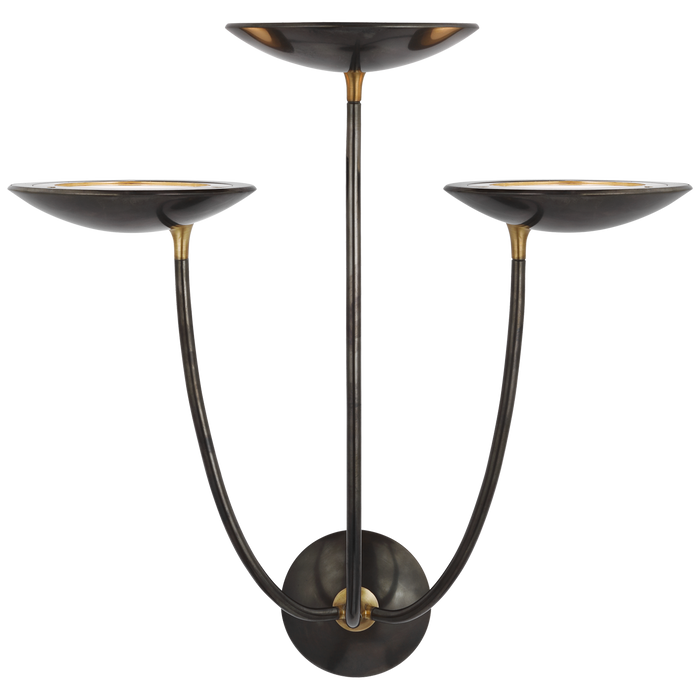 Keira Large Triple Sconce - Bronze/Hand-Rubbed Antique Brass Finish