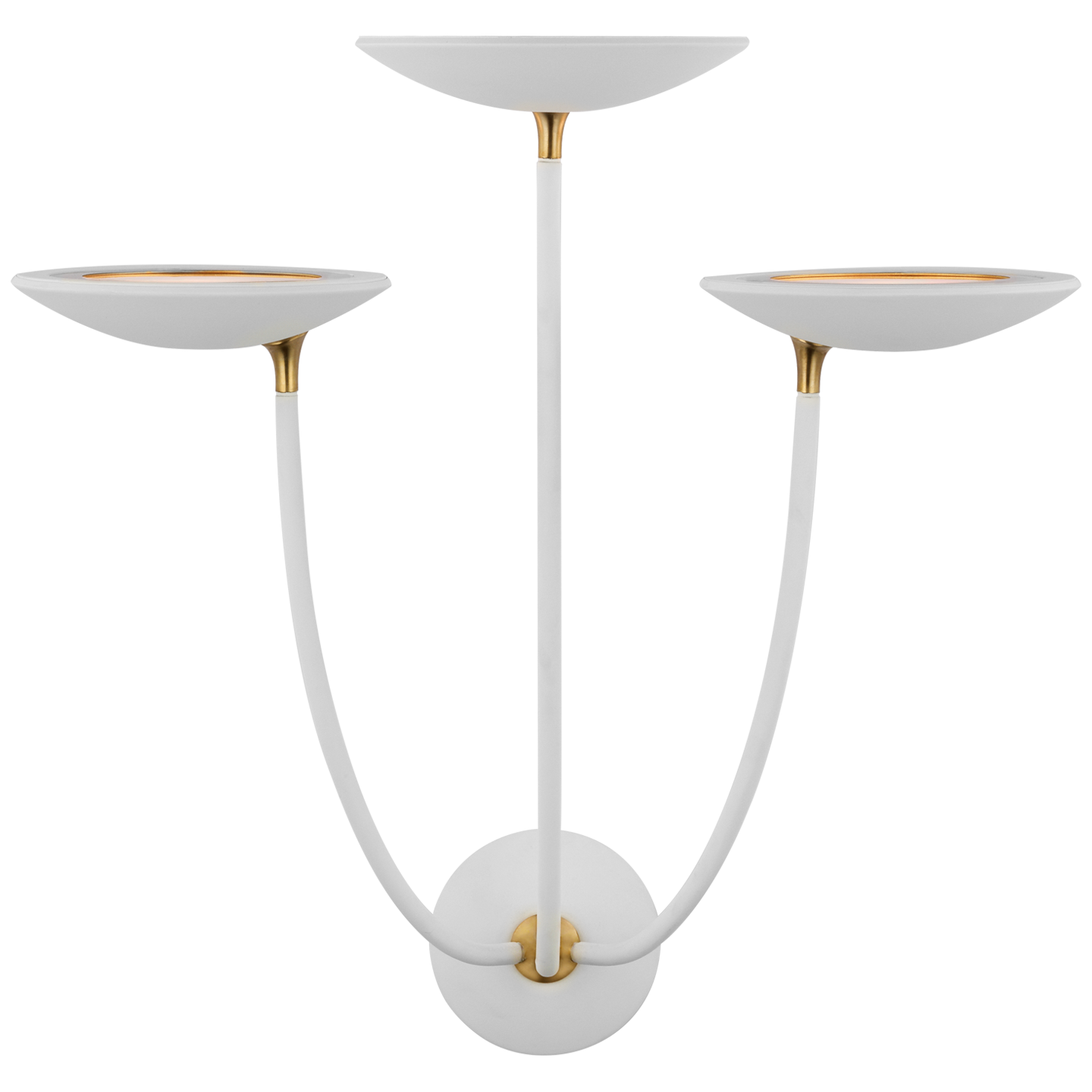 Keira Large Triple Sconce - Matte White/Hand-Rubbed Antique Brass Finish