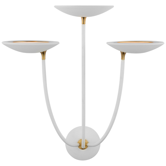 Keira Large Triple Sconce - Matte White/Hand-Rubbed Antique Brass Finish