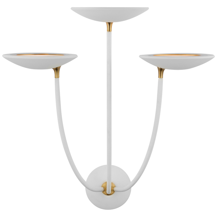Keira Large Triple Sconce - Matte White/Hand-Rubbed Antique Brass Finish