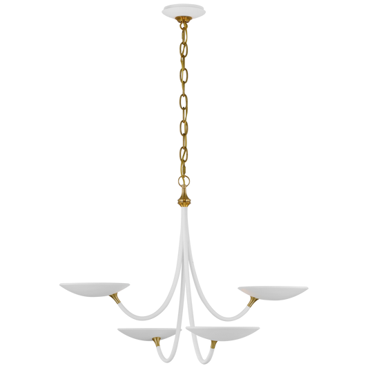 Keira Medium Chandelier - Matte White/Hand-Rubbed Antique Brass Finish