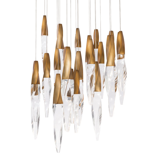 Kindjal 21-Light Pendant - Aged Brass Finish