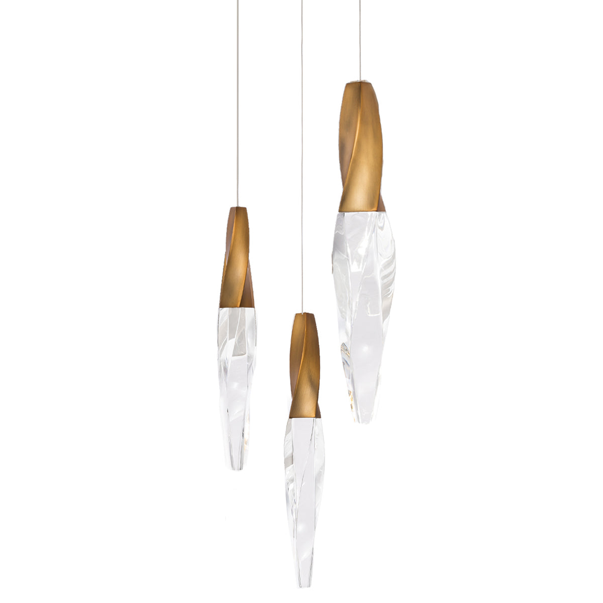 Kindjal 3-Light Pendant - Aged Brass Finish