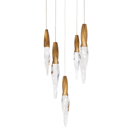 Kindjal 5-Light Pendant - Aged Brass Finish