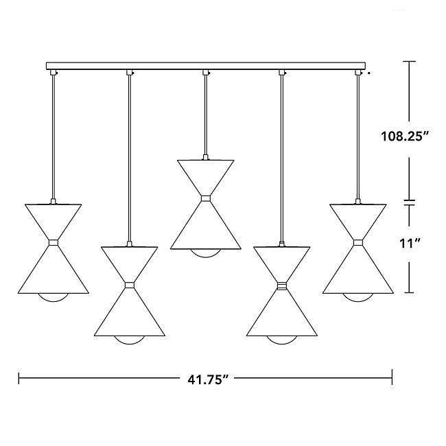 Kordan LED 5-Light Linear Suspension - Diagram