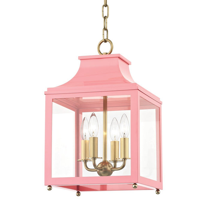 LEIGH 11" PENDANT Aged Brass/Pink