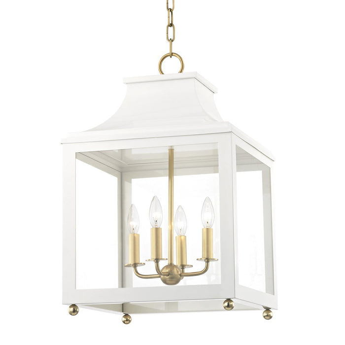 LEIGH 16" PENDANT Aged Brass/White