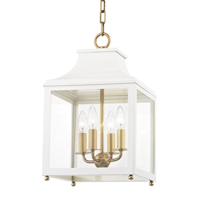 LEIGH 11" PENDANT Aged Brass/White