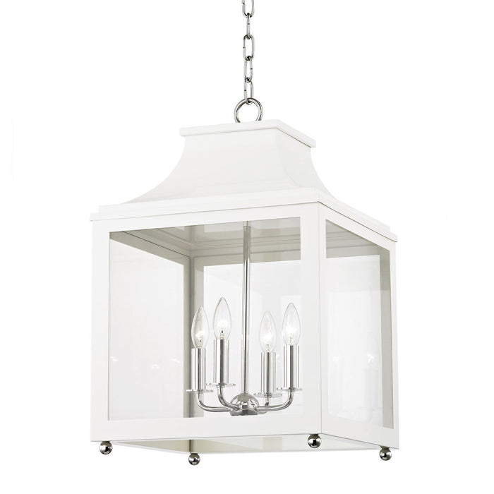 LEIGH 16" PENDANT Polished Nickel/White