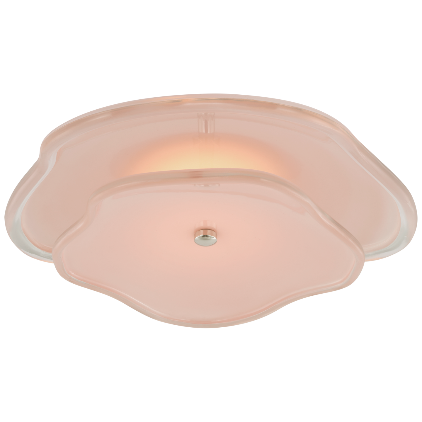 Leighton 14" Layered Flush Mount - Polished Nickel Finish with Blush Tinted Cream