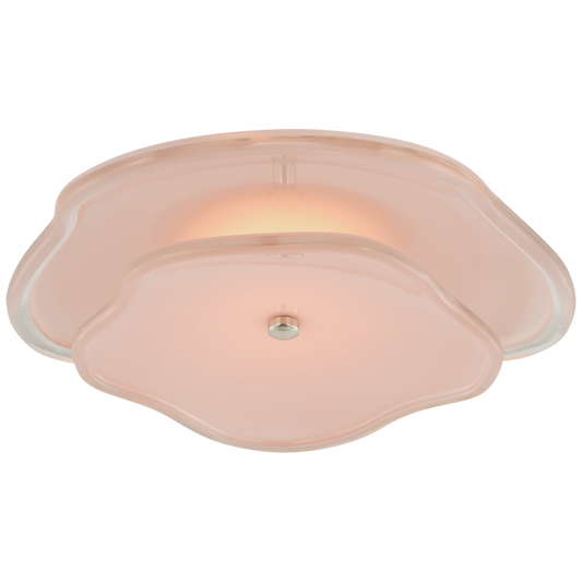 Leighton 14" Layered Flush Mount - Polished Nickel Finish with Blush Tinted Cream