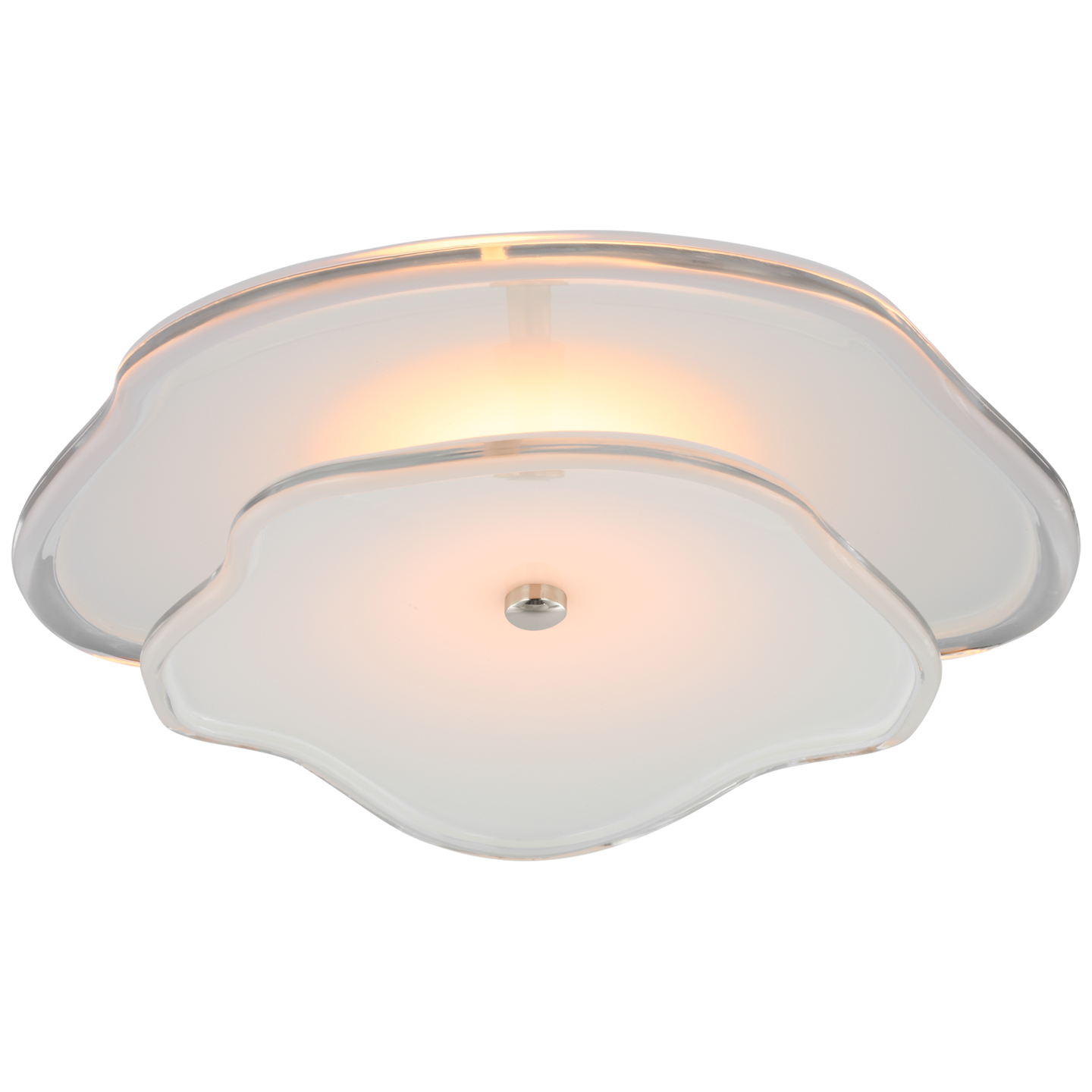 Leighton 14" Layered Flush Mount - Polished Nickel Finish with Cream Tinted Cream