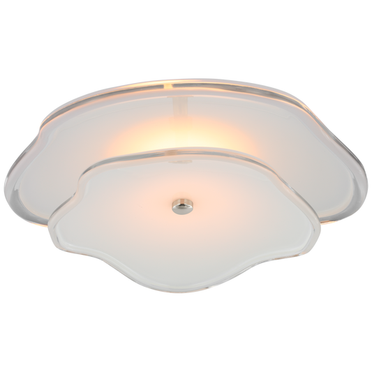 Leighton 14" Layered Flush Mount - Polished Nickel Finish with Cream Tinted Cream