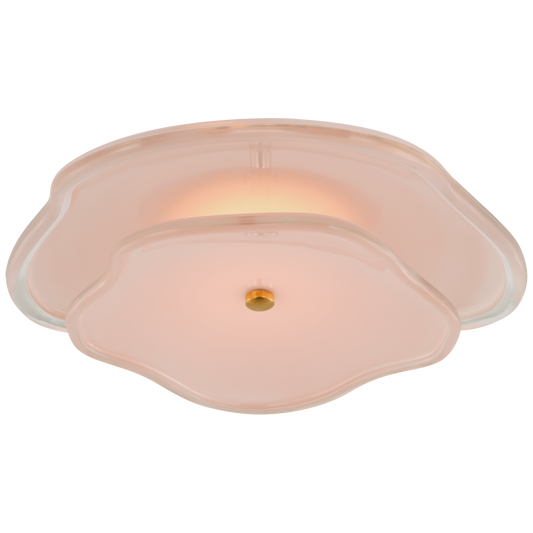 Leighton 14" Layered Flush Mount - Soft Brass Finish with Blush Tinted Cream