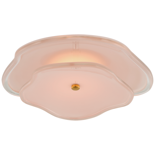 Leighton 14" Layered Flush Mount - Soft Brass Finish with Blush Tinted Cream