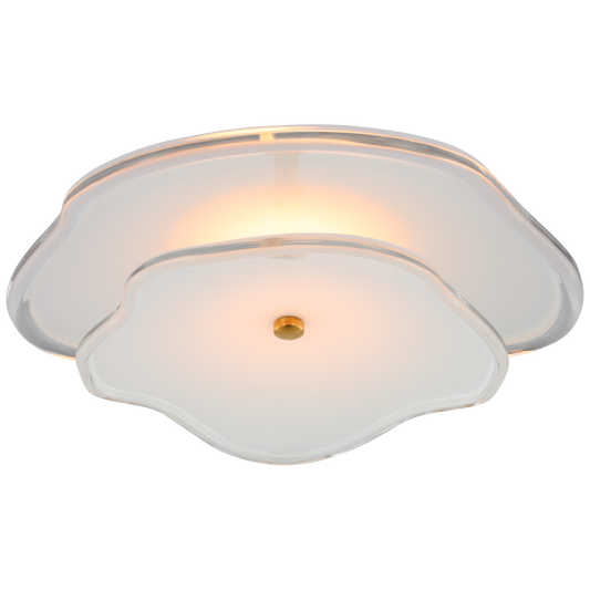 Leighton 14" Layered Flush Mount - Soft Brass Finish with Cream Tinted Cream