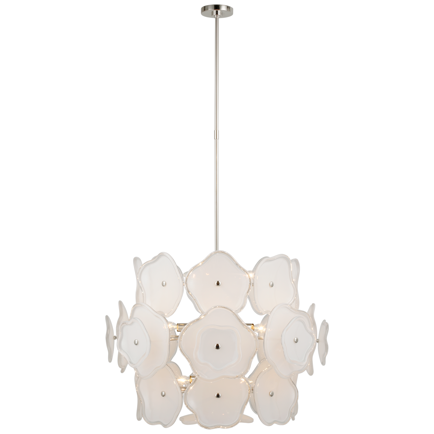 Leighton Large Barrel Chandelier - Polished Nickel Finish Cream Tinted Glass