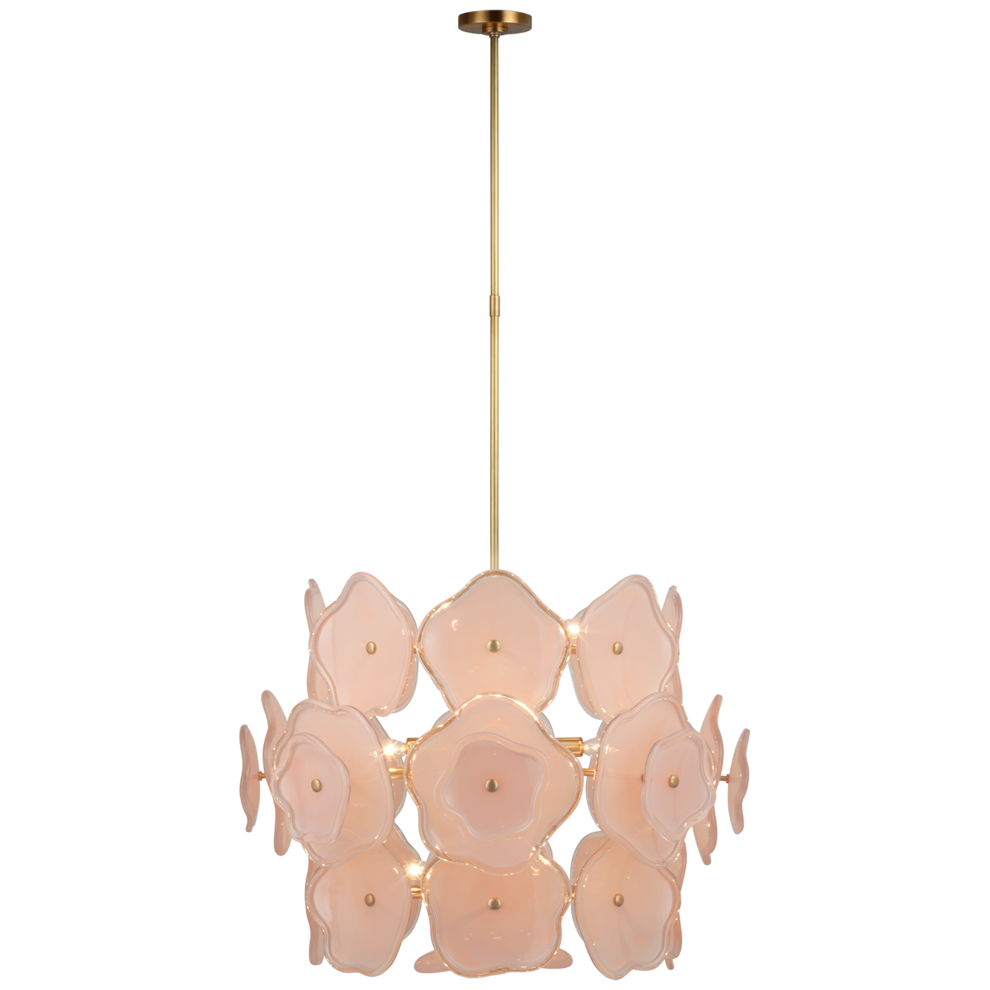 Leighton Large Barrel Chandelier - Soft Brass Finish Blushed Tinted Glass