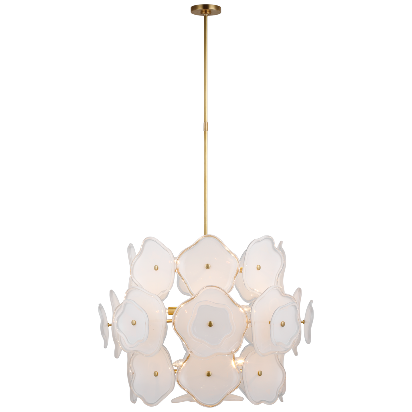 Leighton Large Barrel Chandelier - Soft Brass Finish Cream Tinted Glass