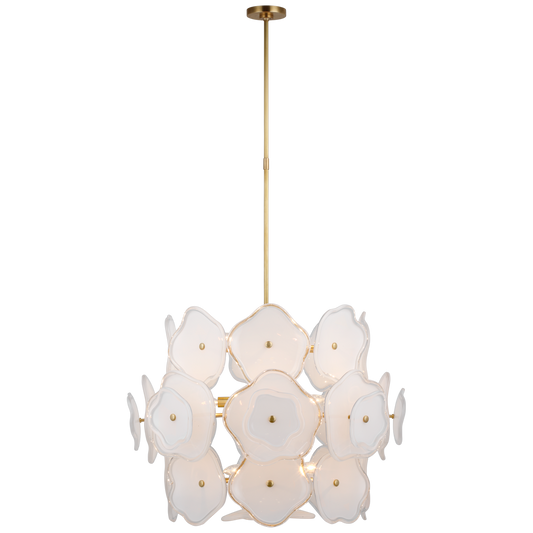 Leighton Large Barrel Chandelier - Soft Brass Finish Cream Tinted Glass