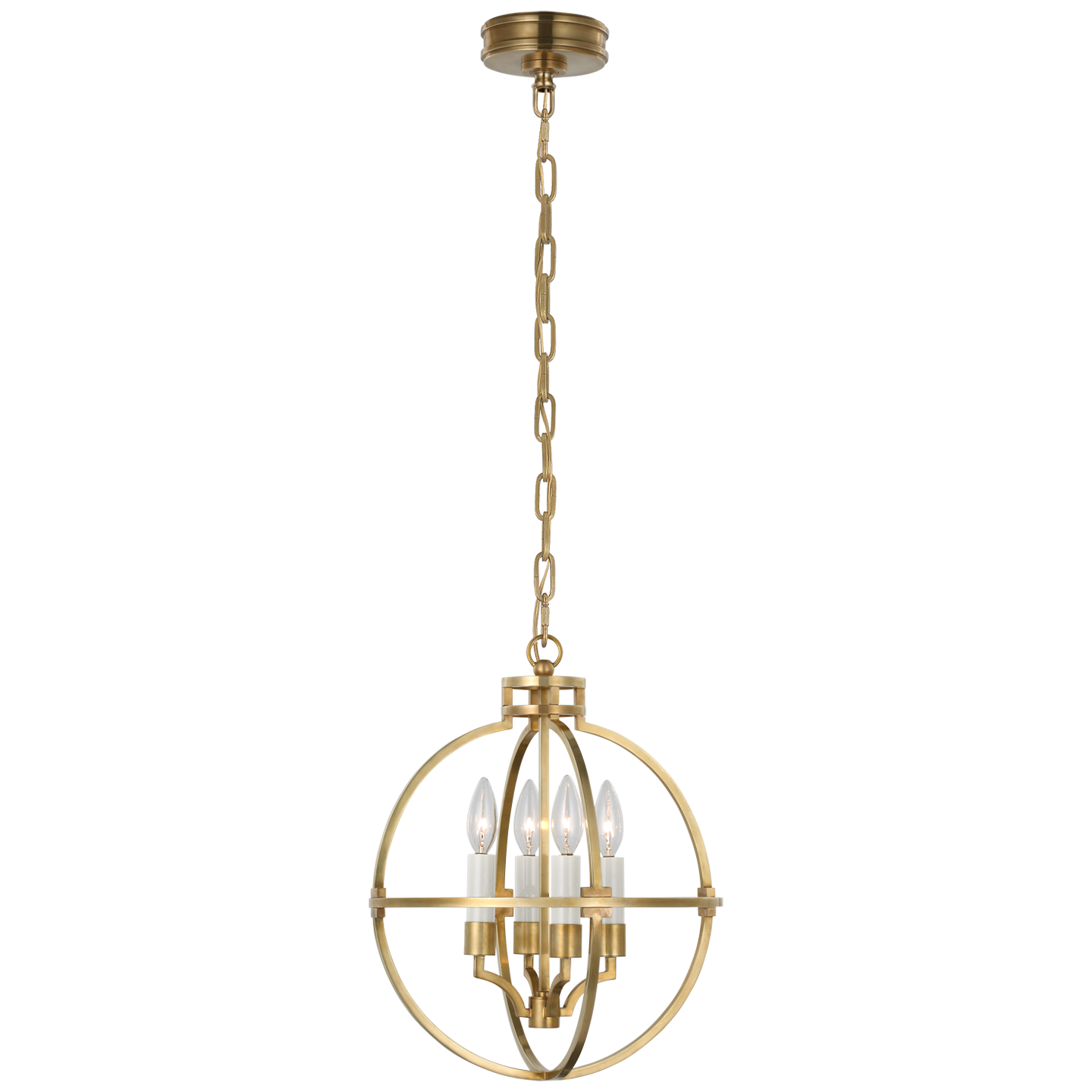 Lexie 14" Globe Lantern - Antique-Burnished Brass Finish