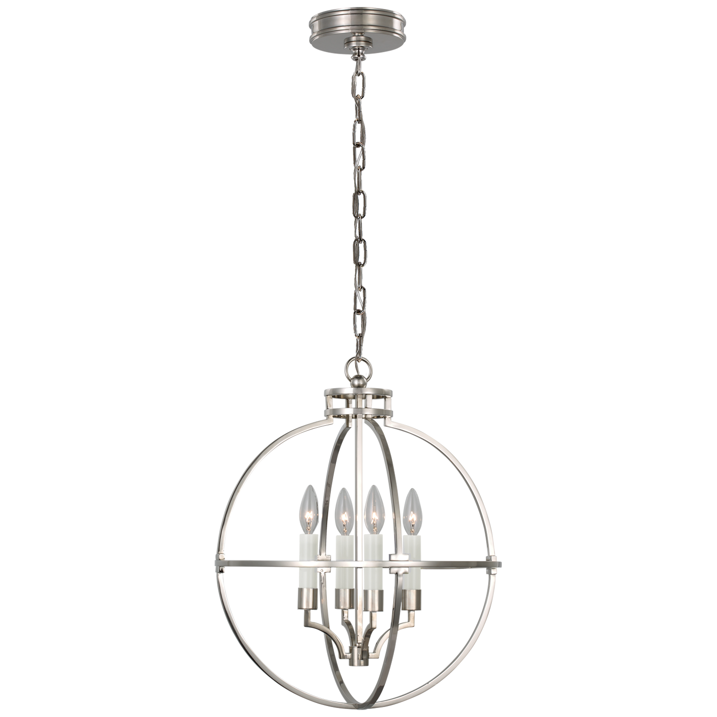 Lexie 18" Globe Lantern - Polished Nickel Finish